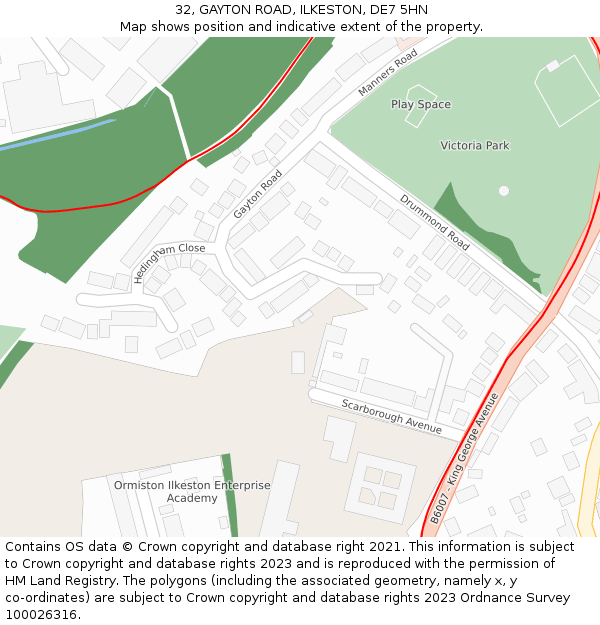 32, GAYTON ROAD, ILKESTON, DE7 5HN: Location map and indicative extent of plot