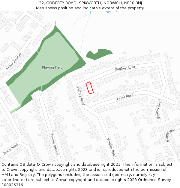 32, GODFREY ROAD, SPIXWORTH, NORWICH, NR10 3NJ: Location map and indicative extent of plot