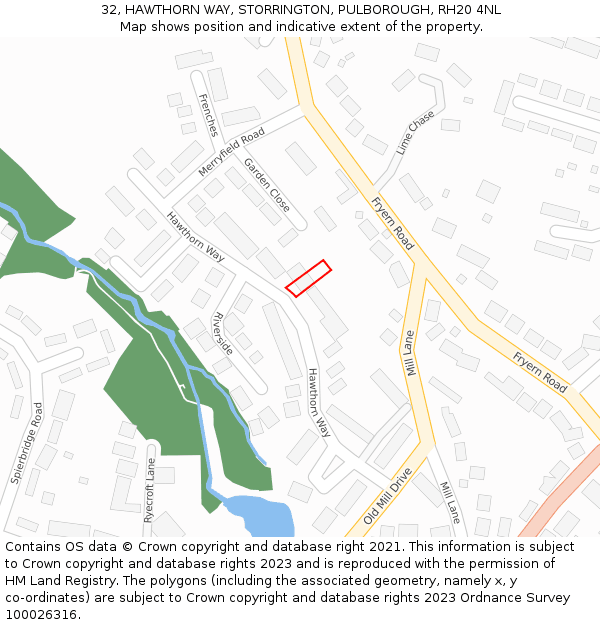 32, HAWTHORN WAY, STORRINGTON, PULBOROUGH, RH20 4NL: Location map and indicative extent of plot
