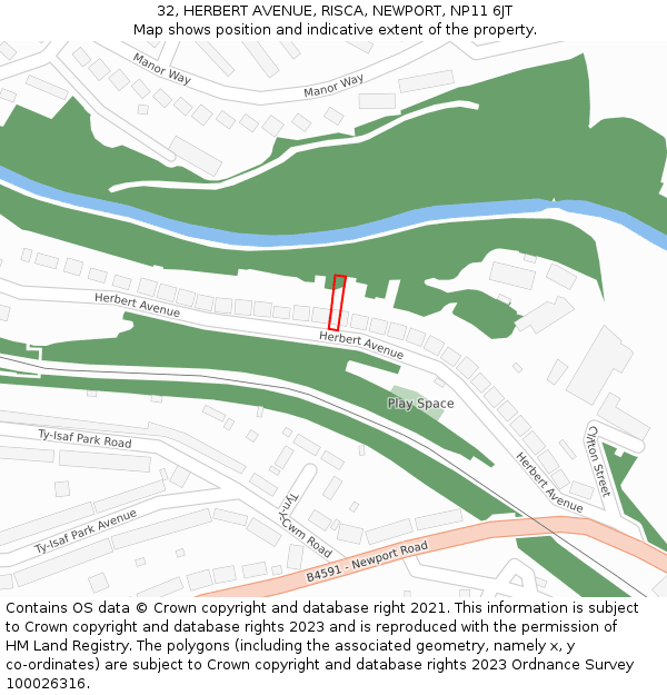 32, HERBERT AVENUE, RISCA, NEWPORT, NP11 6JT: Location map and indicative extent of plot