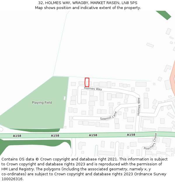 32, HOLMES WAY, WRAGBY, MARKET RASEN, LN8 5PS: Location map and indicative extent of plot