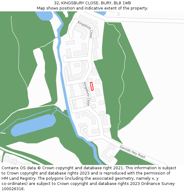 32, KINGSBURY CLOSE, BURY, BL8 1WB: Location map and indicative extent of plot