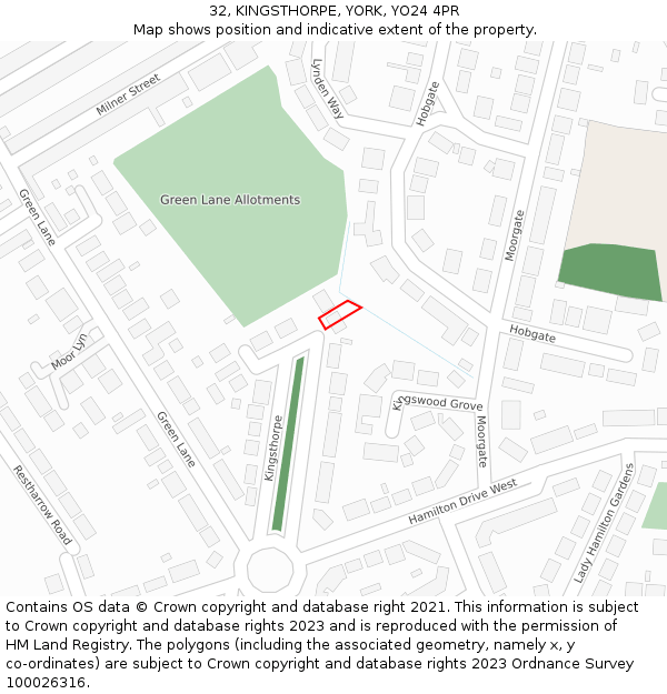 32, KINGSTHORPE, YORK, YO24 4PR: Location map and indicative extent of plot