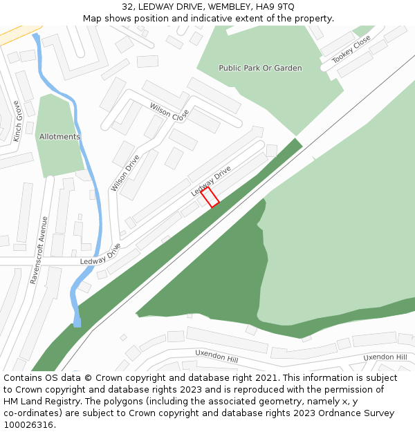 32, LEDWAY DRIVE, WEMBLEY, HA9 9TQ: Location map and indicative extent of plot