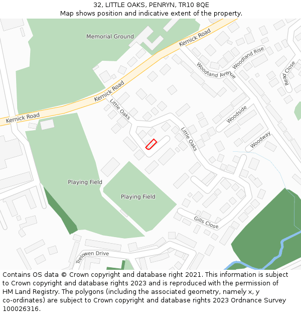 32, LITTLE OAKS, PENRYN, TR10 8QE: Location map and indicative extent of plot