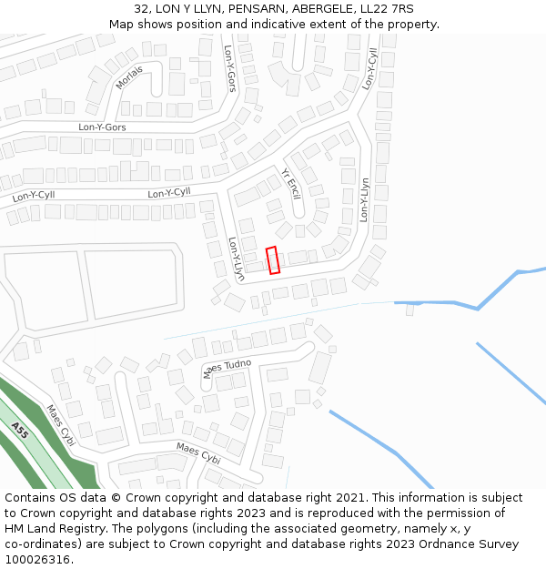 32, LON Y LLYN, PENSARN, ABERGELE, LL22 7RS: Location map and indicative extent of plot