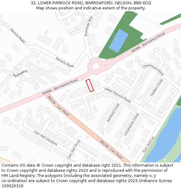 32, LOWER PARROCK ROAD, BARROWFORD, NELSON, BB9 6DQ: Location map and indicative extent of plot