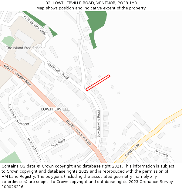 32, LOWTHERVILLE ROAD, VENTNOR, PO38 1AR: Location map and indicative extent of plot