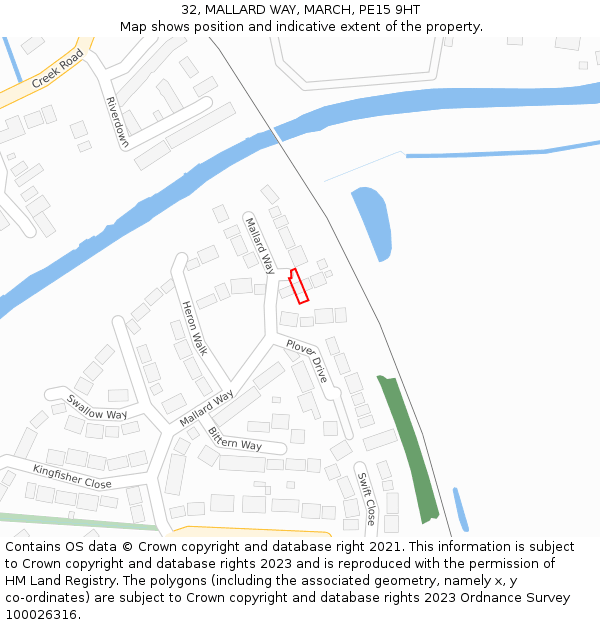 32, MALLARD WAY, MARCH, PE15 9HT: Location map and indicative extent of plot