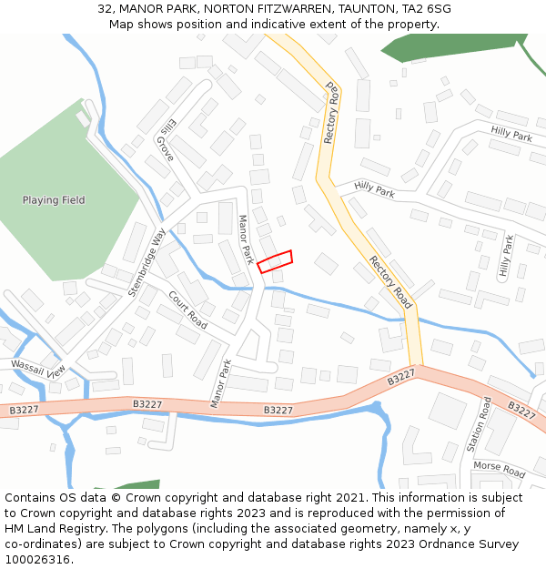 32, MANOR PARK, NORTON FITZWARREN, TAUNTON, TA2 6SG: Location map and indicative extent of plot