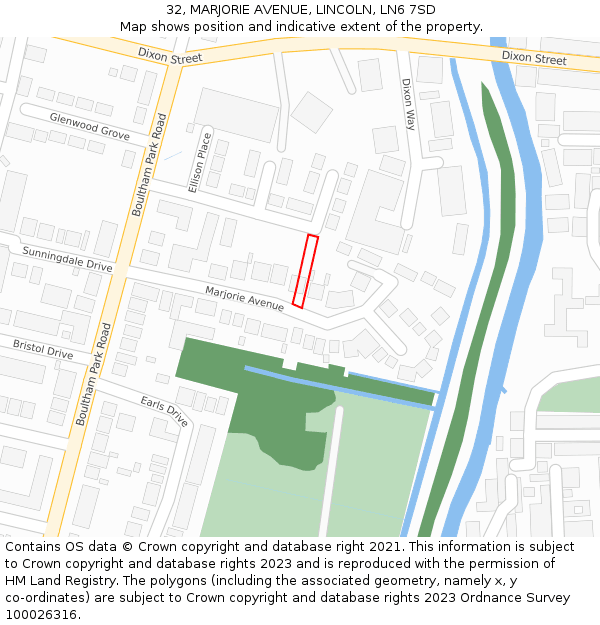 32, MARJORIE AVENUE, LINCOLN, LN6 7SD: Location map and indicative extent of plot