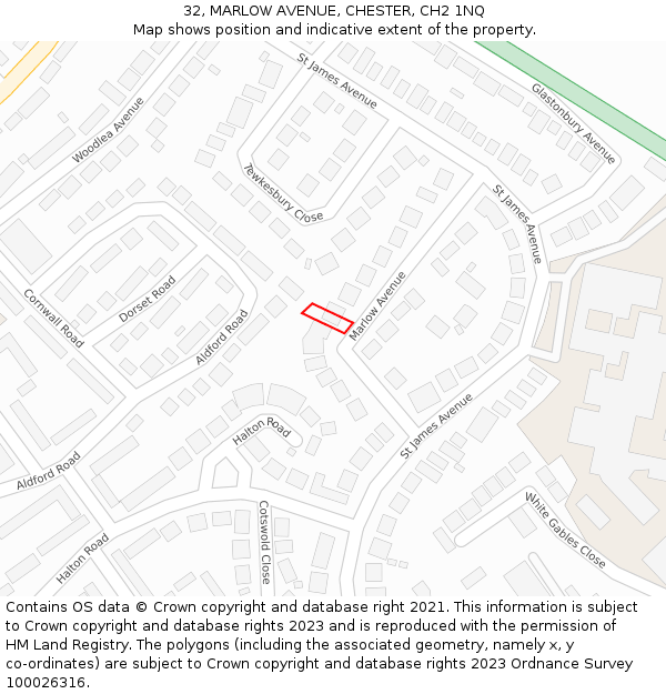 32, MARLOW AVENUE, CHESTER, CH2 1NQ: Location map and indicative extent of plot
