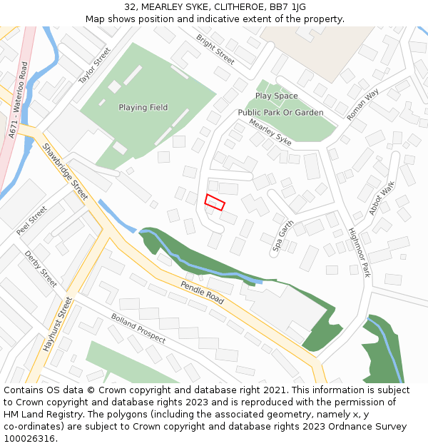 32, MEARLEY SYKE, CLITHEROE, BB7 1JG: Location map and indicative extent of plot