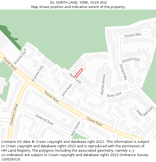 32, NORTH LANE, YORK, YO24 2NZ: Location map and indicative extent of plot