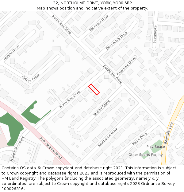 32, NORTHOLME DRIVE, YORK, YO30 5RP: Location map and indicative extent of plot