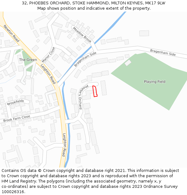 32, PHOEBES ORCHARD, STOKE HAMMOND, MILTON KEYNES, MK17 9LW: Location map and indicative extent of plot