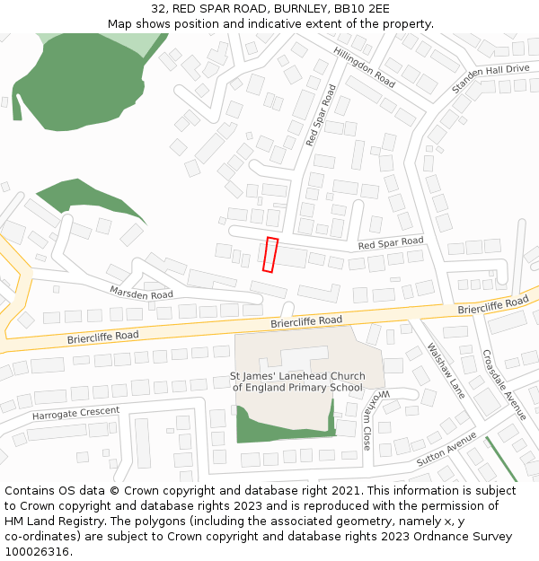 32, RED SPAR ROAD, BURNLEY, BB10 2EE: Location map and indicative extent of plot