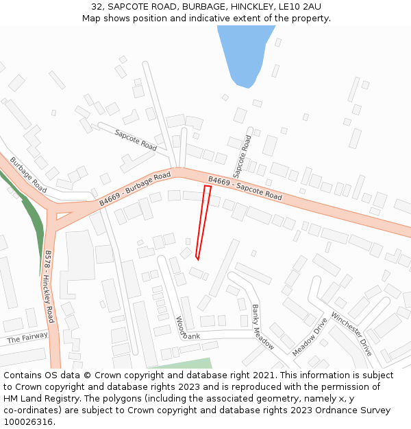 32, SAPCOTE ROAD, BURBAGE, HINCKLEY, LE10 2AU: Location map and indicative extent of plot