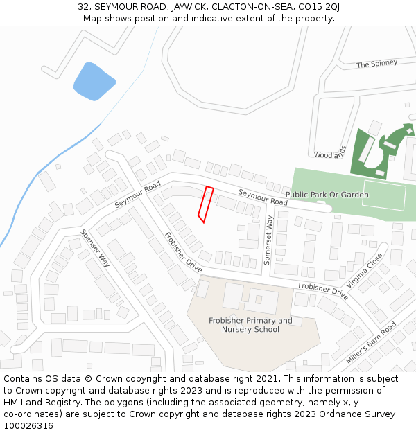 32, SEYMOUR ROAD, JAYWICK, CLACTON-ON-SEA, CO15 2QJ: Location map and indicative extent of plot