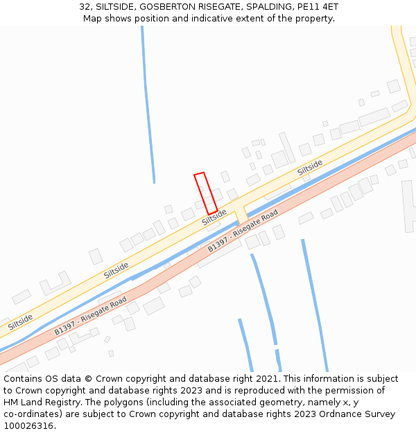 32, SILTSIDE, GOSBERTON RISEGATE, SPALDING, PE11 4ET: Location map and indicative extent of plot