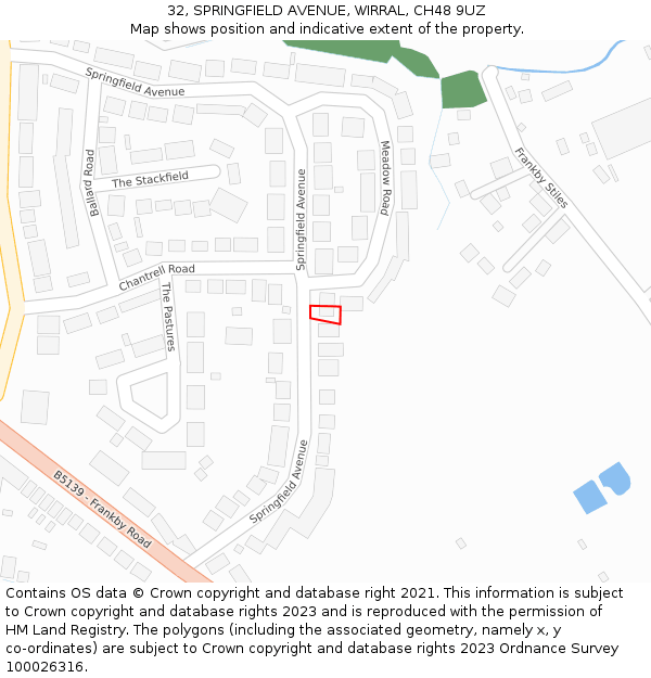 32, SPRINGFIELD AVENUE, WIRRAL, CH48 9UZ: Location map and indicative extent of plot