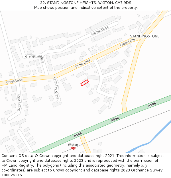 32, STANDINGSTONE HEIGHTS, WIGTON, CA7 9DS: Location map and indicative extent of plot