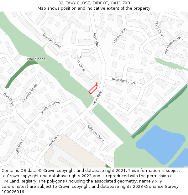 32, TAVY CLOSE, DIDCOT, OX11 7XR: Location map and indicative extent of plot