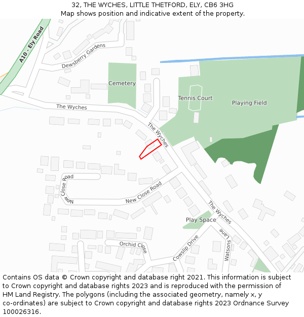 32, THE WYCHES, LITTLE THETFORD, ELY, CB6 3HG: Location map and indicative extent of plot