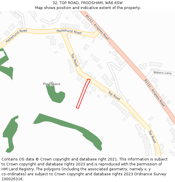 32, TOP ROAD, FRODSHAM, WA6 6SW: Location map and indicative extent of plot