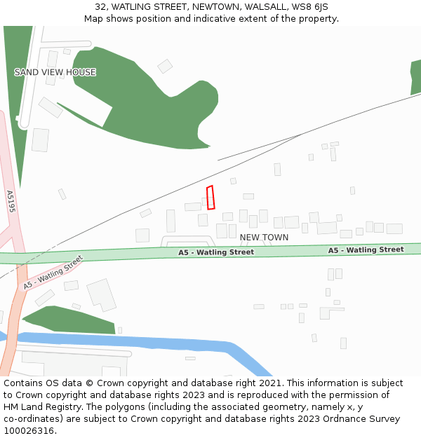 32, WATLING STREET, NEWTOWN, WALSALL, WS8 6JS: Location map and indicative extent of plot