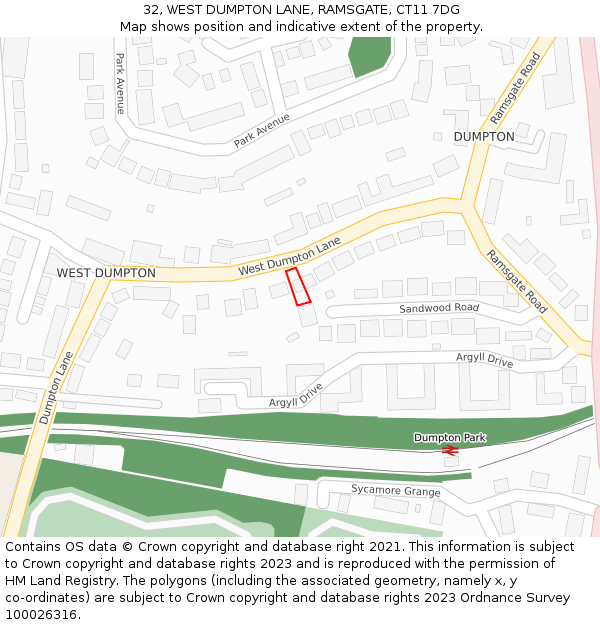 32, WEST DUMPTON LANE, RAMSGATE, CT11 7DG: Location map and indicative extent of plot