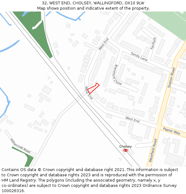 32, WEST END, CHOLSEY, WALLINGFORD, OX10 9LW: Location map and indicative extent of plot