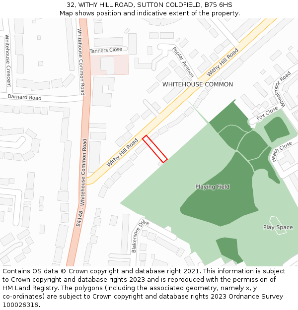 32, WITHY HILL ROAD, SUTTON COLDFIELD, B75 6HS: Location map and indicative extent of plot