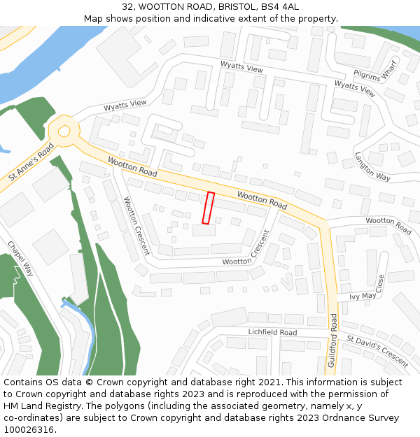 32, WOOTTON ROAD, BRISTOL, BS4 4AL: Location map and indicative extent of plot