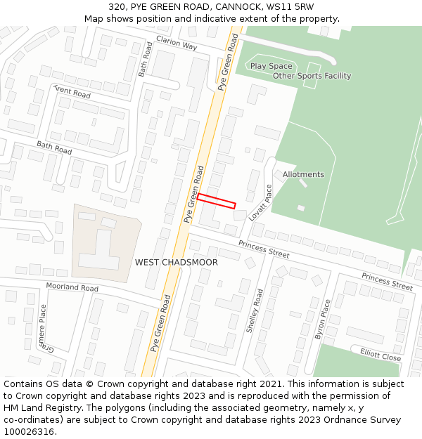 320, PYE GREEN ROAD, CANNOCK, WS11 5RW: Location map and indicative extent of plot