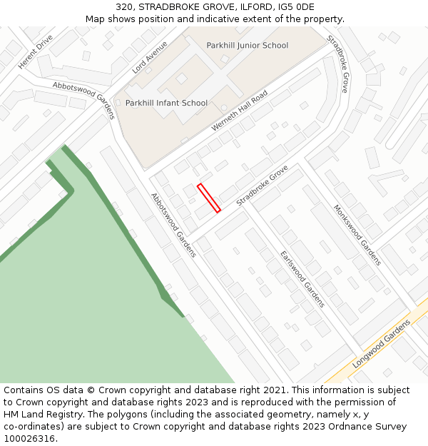 320, STRADBROKE GROVE, ILFORD, IG5 0DE: Location map and indicative extent of plot