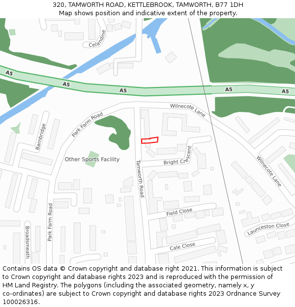 320, TAMWORTH ROAD, KETTLEBROOK, TAMWORTH, B77 1DH: Location map and indicative extent of plot