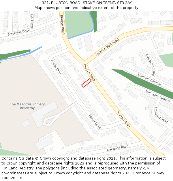 321, BLURTON ROAD, STOKE-ON-TRENT, ST3 3AY: Location map and indicative extent of plot