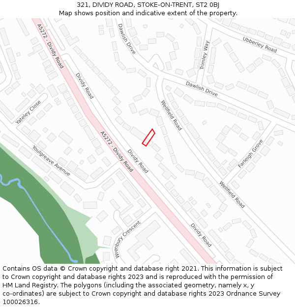 321, DIVIDY ROAD, STOKE-ON-TRENT, ST2 0BJ: Location map and indicative extent of plot