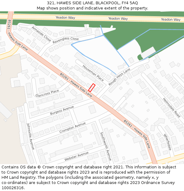 321, HAWES SIDE LANE, BLACKPOOL, FY4 5AQ: Location map and indicative extent of plot