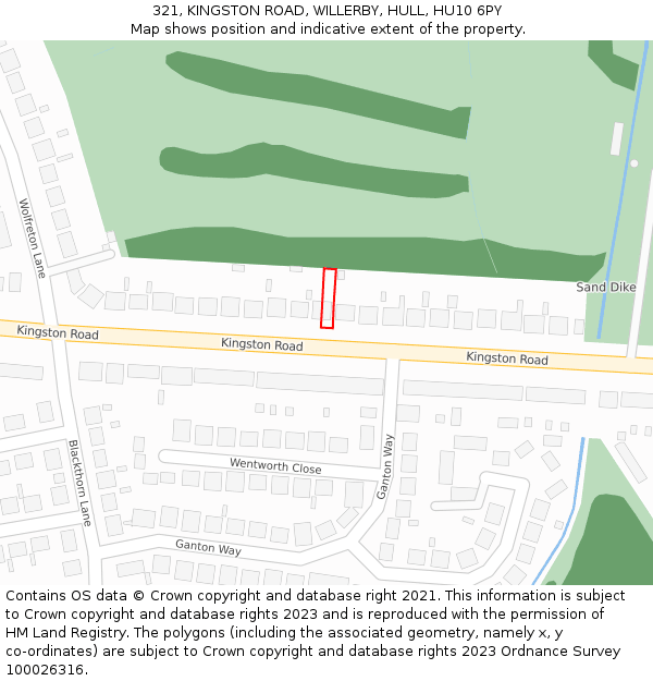 321, KINGSTON ROAD, WILLERBY, HULL, HU10 6PY: Location map and indicative extent of plot