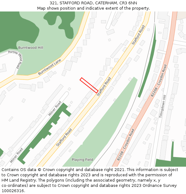 321, STAFFORD ROAD, CATERHAM, CR3 6NN: Location map and indicative extent of plot