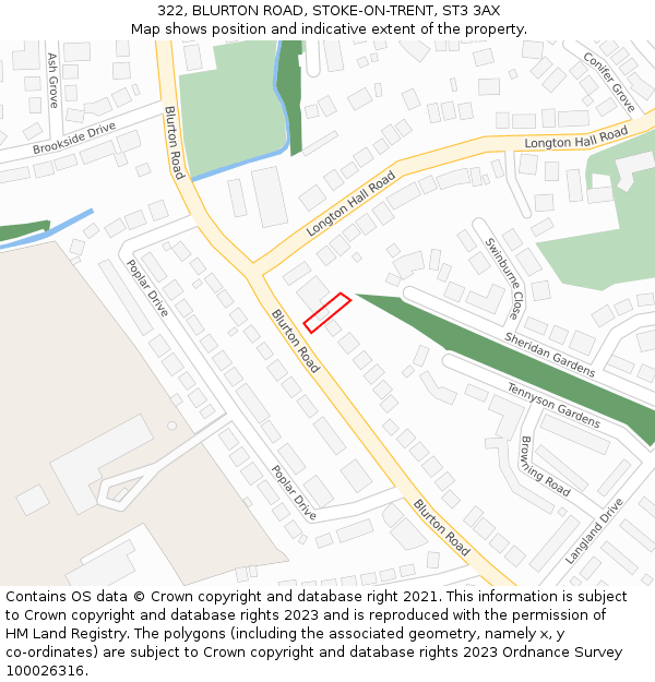 322, BLURTON ROAD, STOKE-ON-TRENT, ST3 3AX: Location map and indicative extent of plot