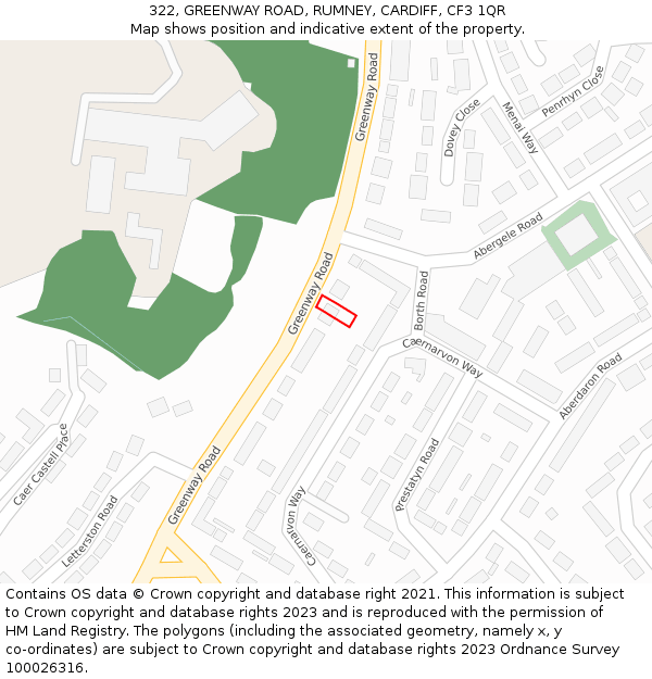 322, GREENWAY ROAD, RUMNEY, CARDIFF, CF3 1QR: Location map and indicative extent of plot