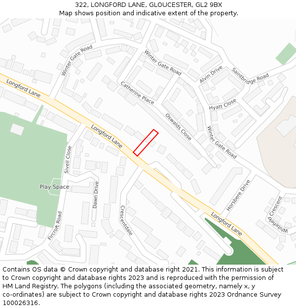 322, LONGFORD LANE, GLOUCESTER, GL2 9BX: Location map and indicative extent of plot