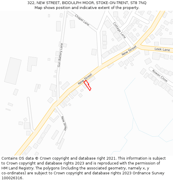 322, NEW STREET, BIDDULPH MOOR, STOKE-ON-TRENT, ST8 7NQ: Location map and indicative extent of plot