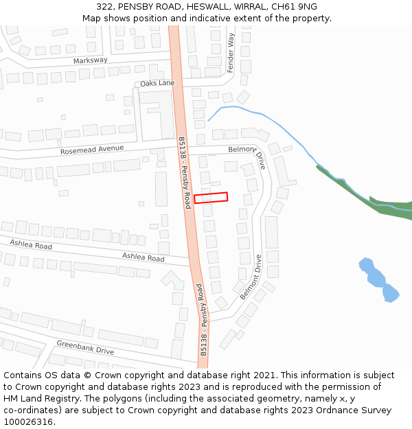 322, PENSBY ROAD, HESWALL, WIRRAL, CH61 9NG: Location map and indicative extent of plot