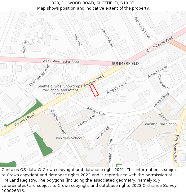 323, FULWOOD ROAD, SHEFFIELD, S10 3BJ: Location map and indicative extent of plot