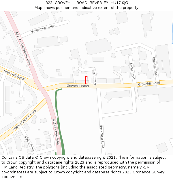 323, GROVEHILL ROAD, BEVERLEY, HU17 0JG: Location map and indicative extent of plot