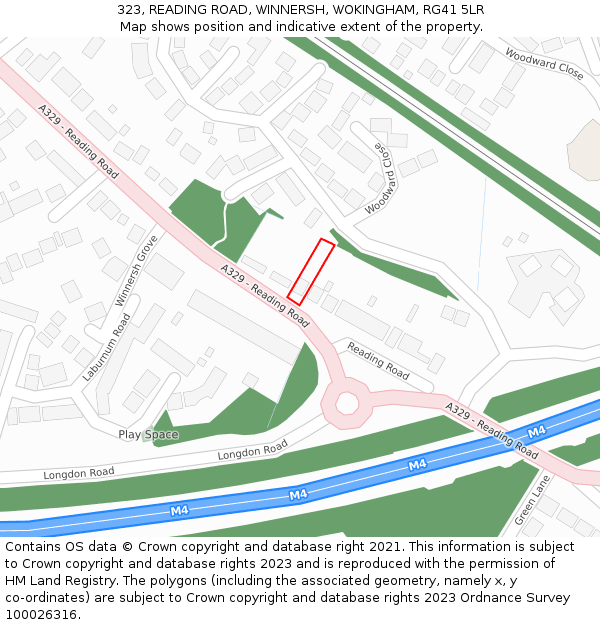 323, READING ROAD, WINNERSH, WOKINGHAM, RG41 5LR: Location map and indicative extent of plot